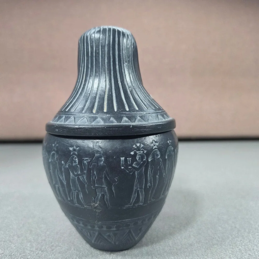 Egyptian Revival Pharaoh Canopic Jar Decor Excellent